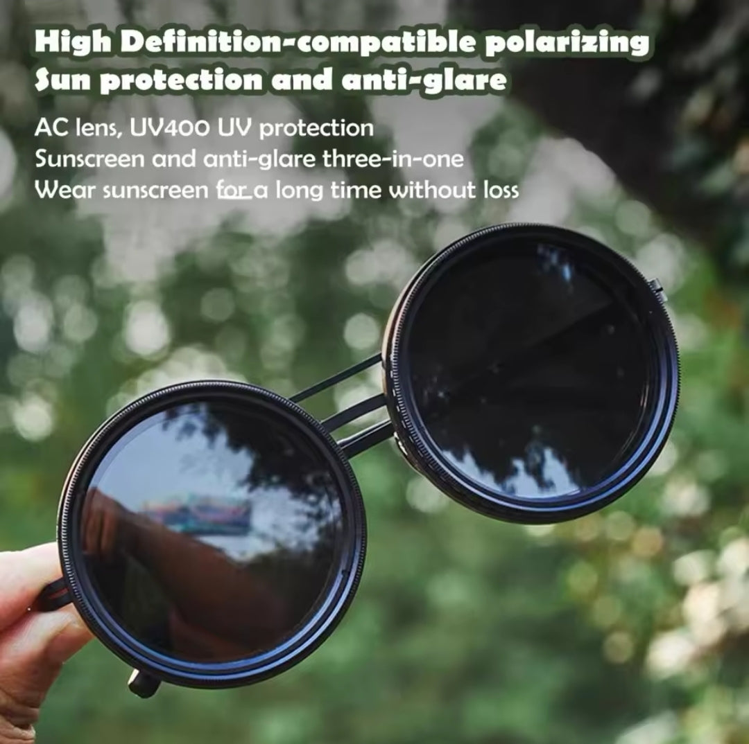 Round Polarized Sunglasses ND Filter Tech Infinity Dimming Glasses